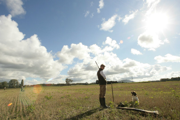 man shooting in cornfield