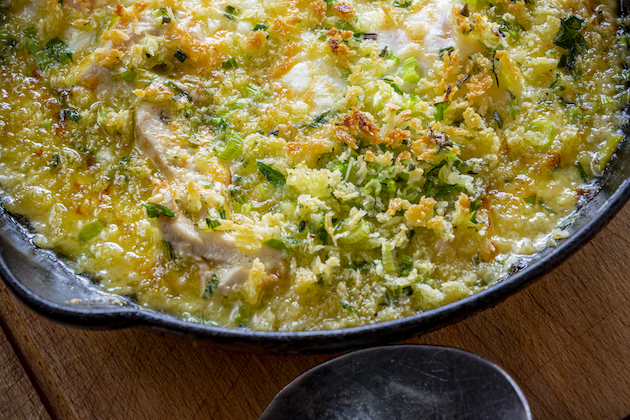 Recipe for pheasant and leek gratin