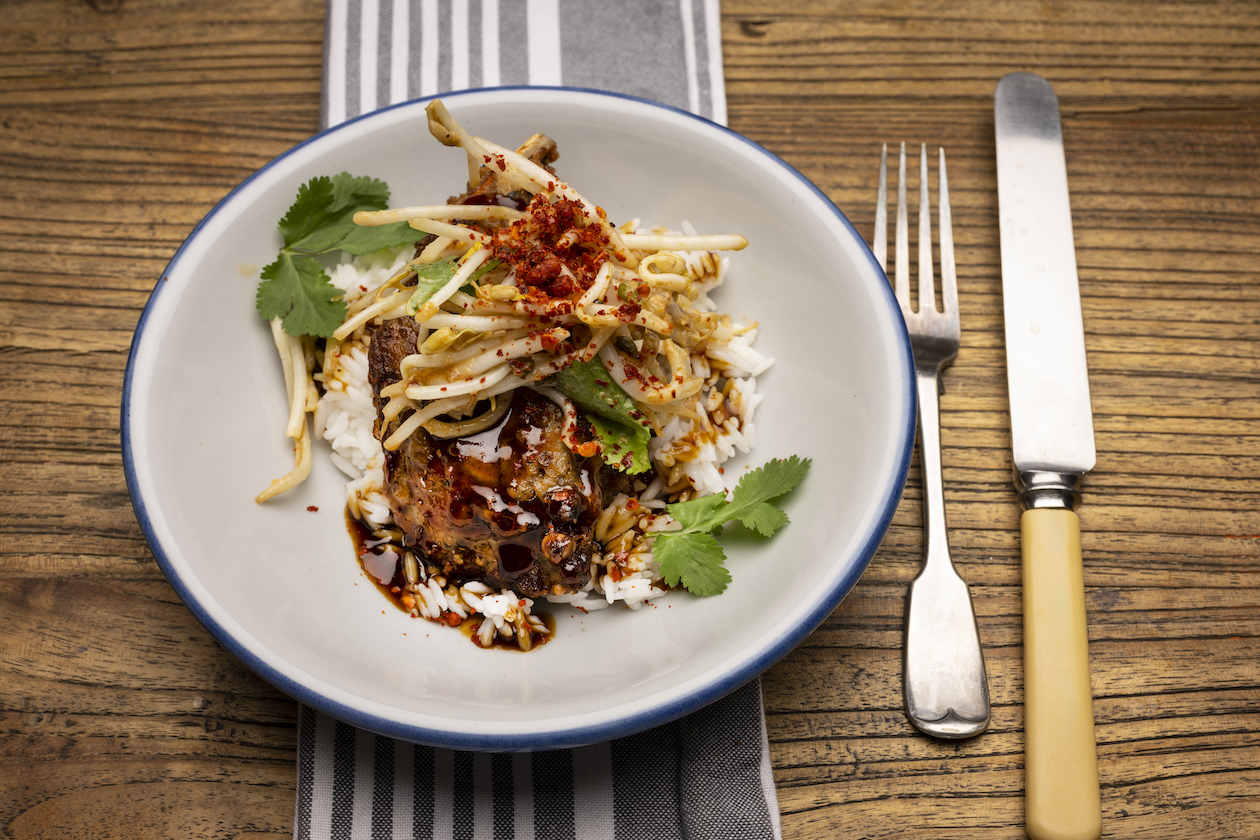 Thai-style fried rabbit with jasmine rice